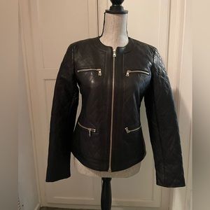 NWT Ann Taylor Quilted 100% Leather Jacket Small